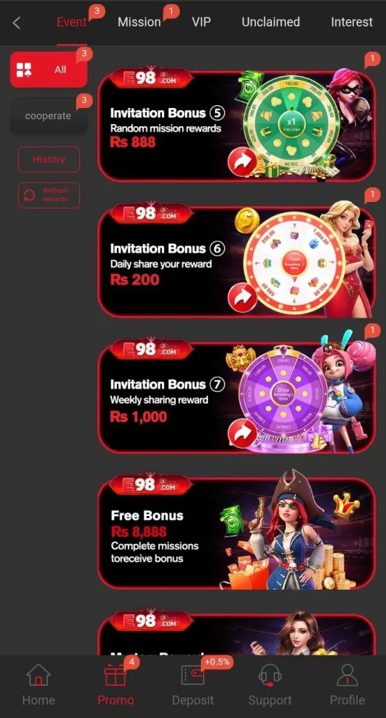 E98 Game Bonuses