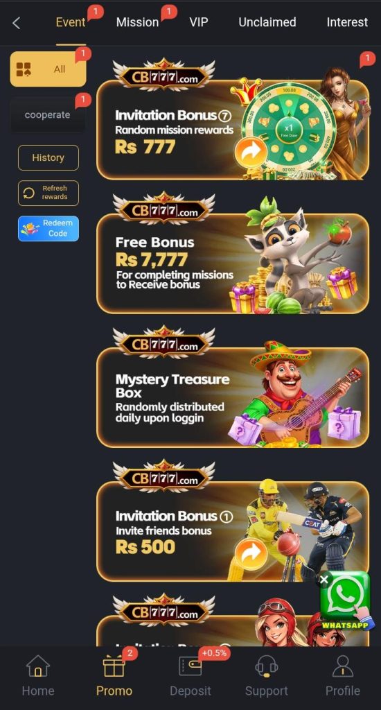 CB777 Game Bonuses