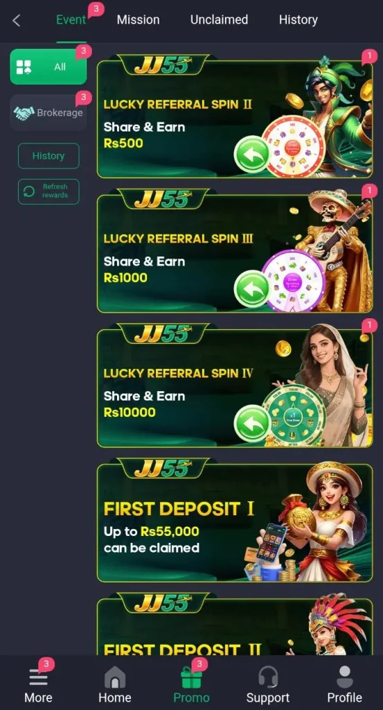 JJ55 Game Bonuses